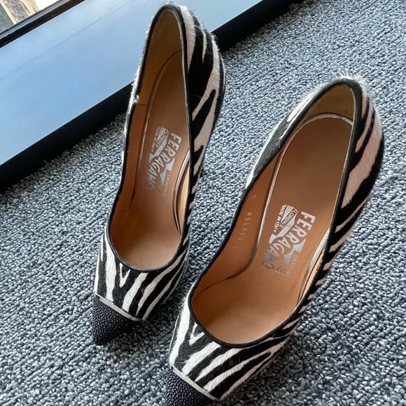Authentic Ferragamo Zebra Heels. Only worn in the office. Heels immaculate. - Picture 4 of 5